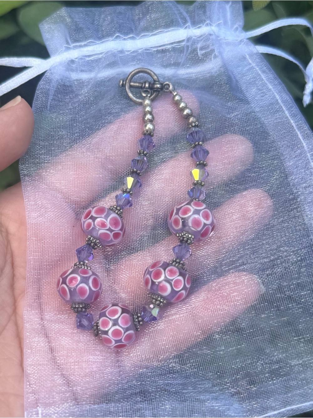 Artisan lampwork glass bracelet